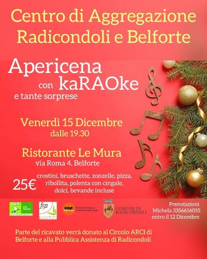 Apericena con karaoke a cura del Centro Aggregazione Radicondoli e Belforte - 15 dicembre 2023