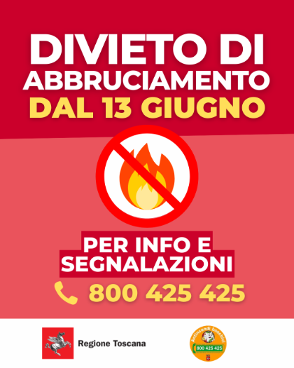 Divieto di abbruciamento dal 13 giugno 2026