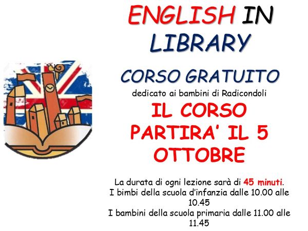 LOCANDINA ENGLISH IN LIBRARY OTTOBRE